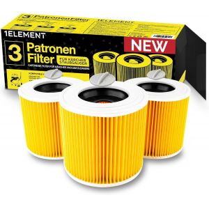 JEXNOVASHOP-3 filtres ronds compatibles avec aspirateurs K&auml;rcher WD3, WD2, WD1, MV3, MV2, A, K, KNT, NT, SE, VC &iquest; Remplace 6.414-552.0 &iquest; avec 3 vis de fixation pour poussi&egrave;res fines et odeurs - Neuf