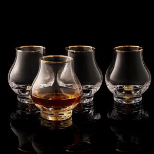 Verres &Agrave; Whisky Courbe En Sablier Avec Feuille D&iquest;Or - Neuf