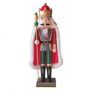 Décorations de Noël en bois Casse-Noisette 15 pouces Figurine Roi en Bois Table de Fête Étagère Présentoir Jouet pour Décorations de Noël - Neuf