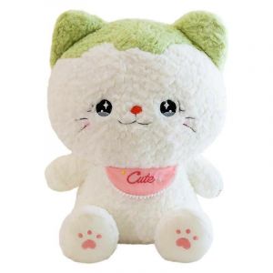 Peluche Chat À Grosse Tête Mignonne, Grande Poupée De Chiffon, Cadeau D'anniversaire Pour Petite Amie Et Meilleure Amie-Vert - Neuf
