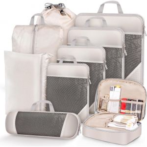 Nzqaf-Organisateur Valise Lot De 9 Rangement Valise,Organisateur De Voyage Sac De Compression Voyage,Packing Cubes Compression,Organiseurs De Bagage Pour Voyage,Sacs De Rangement Pour Les Vêtements - Neuf