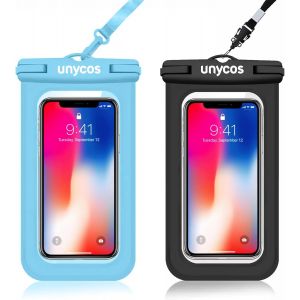 WQS-- Coque &Eacute;tanche pour T&eacute;l&eacute;phone Mobile avec Cordon, Protection IPX8 jusqu'&agrave; 6,9" Compatible avec iPhone 14 Pro Max 13 Pro 12 11 Xiaomi 13 12 11 Galaxy S23 S22 S21 S20 (Bleu + Noir) - Neuf