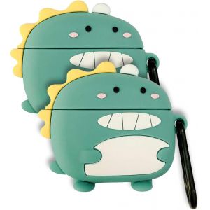 Case Silicone Compatible avec QCT T13, [Prend en Charge la Charge sans Fil] [&Eacute;tui de Protection Antichoc] [Mousqueton] -Mignon Dessin anim&eacute; 3D-Blue Dinosaur - Neuf