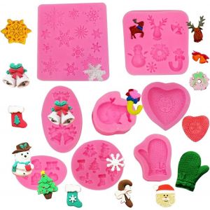 6 Pi&egrave;ces Moule &Agrave; Fondant De No&euml;l Moule,Fondant Moules En Silicone,De Renne,De Tra&icirc;neau,De Chaussettes Et De Cloches,En Silicone Pour D&eacute;coration De G&acirc;teau D'anniversaire - Neuf