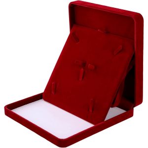 Jexnovashop-Velours Bijoux Ensemble Bo&icirc;te, Coffret Cadeau En Velours Cadeau Pendentif Bo&icirc;te Ensemble De Bijoux En Velours Pelucheux Pour Bijoux Pendentif Bo&icirc;te D'emballage (Vin Rouge) - Neuf