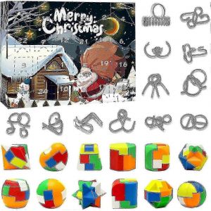 Calendrier de l'Avent - Coffret cadeau de Noël avec compte à rebours de 24 jours et puzzle 3D en fil métallique et plastique. Puzzle Toys-zong - Neuf