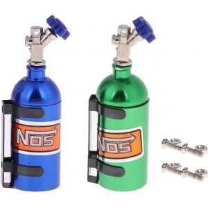 KAL-Lot De 2 Bouteilles D'Azote En Métal Avec Support Pour Voiture Crawler 1/10 Rc Trx4 D90 Axial Scx10 (Bleu Et Vert) - Neuf