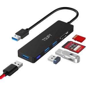 Lecteur Carte Sd Avec 3 Ports Usb 3.0,Multiprise Usb 3.0 Avec Adaptateur Carte Sd,Hub Usb 3.0 Pour Macbook,Notebook,Etc. - Neuf