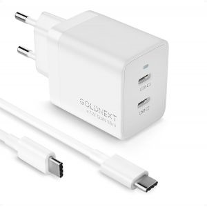 Chargeur USB C Rapide 47W 2 Ports GaN PD 3.0 45W Chargeur Double USB C PPS 33W Adaptateur Secteur Prise avec Type C Câble pour MacBook Air M1 M2,iPhone 16 Pro Max/15,Samsung S24 Ultra/S23 - Neuf
