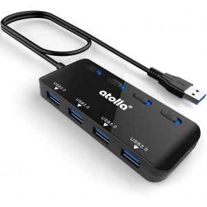NAERYUT-Hub Usb 3.0 Multiprise,Data Hub 4 Ports Ultra Fin Avec Câble Étendu De 60 Cm Et Voyants De Commutateurs D'Alimentation Individuels¿ - Neuf