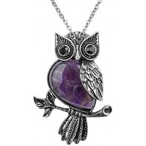 Colliers Hibou Gu&eacute;rison Pierre De Cristal Pendentif Reiki &Eacute;nergie Spirituelle Pierre Pr&eacute;cieuse Quartz Collier Anniversaire Pour Femmes Hommes - Neuf