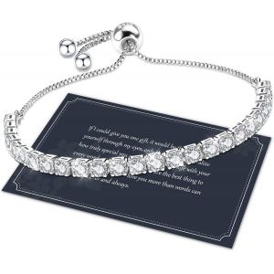 Eryi-Cadeau Femme Bracelet Argent S925 Bracelet Femme Argent 5a Cubique Zirconium Bracelet Réglable Cristal Bracelet Tennis Bijoux Femme Cadeau Anniversaire Femme Cadeau Noel Cadeau Noel Femme - Neuf