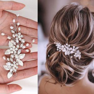 Kalanka-Mariage Feuilles Vignes De Cheveux, Fleurs De Mariage Cheveux Vigne Mariée, Perle Bandeau De Mariage Bijoux De Cheveux De Mariée, Coiffure Perlée Pour Femmes Et Filles 1.0 Unité - Neuf