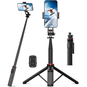lbgwp60-Perche À Selfie De 130 Cm, Trépied Smartphone Rotatif À 360°, Trépied Selfie Stick Intégré Rétractable En Alliage D'Aluminium Avec Télécommande Pour Iphone/Samsung/Gopro/Caméra - Neuf