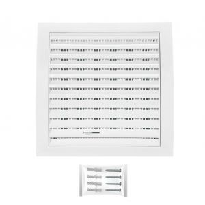 Grille Aeration 190x190mm Ø 125mm Blanc avec Curseur Moustiquaire ¿ Evacuation Caches Tuyau Ventilateur ¿ d'Extraction Ventialtion ¿ Exterieur Interieur ¿ Gaine Cache Extracteur d'air VMC - Neuf
