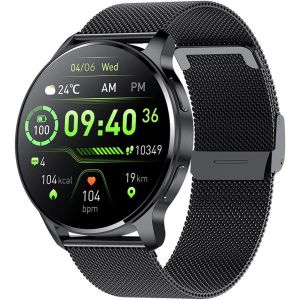 Montre Connect&eacute;e Femme Homme Repondre Appel avec R&eacute;solution Ronde 360 * 360 &Eacute;tanche IP67 Podom&egrave;tre 20 Modes de Sport Rappel de Notification APP pour Android iPhone - Neuf