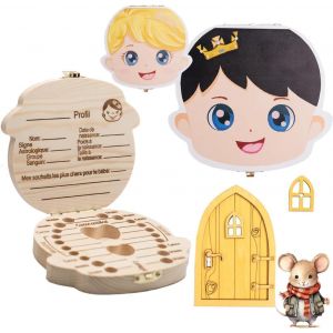 Kalanka-Pack Porte Souris Et Bo&icirc;te &Agrave; Dents B&eacute;b&eacute; Gar&ccedil;on Fille. Bo&icirc;te &Agrave; Souvenirs Pour B&eacute;b&eacute;. Cadeau Bebe. Cadeau Naissance. Bois Naturel. (Enfant). - Neuf