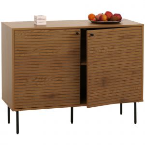 Sideboard HWC-N78, Commode Armoire Buffet, style scandinave M&eacute;tal Bois M&eacute;lamine MVG 86x110x40cmnaturel - Neuf