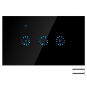 Panneau de commutation tactile sans fil intelligent Wi-Fi 1/2/3 gangs, interrupteur d'eclairage americain, telecommande par application (noir) - Neuf