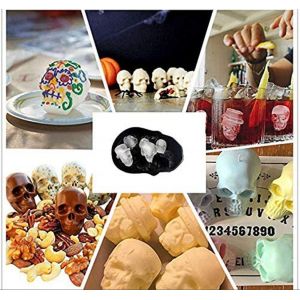 3pcs Moule À Glaçons En Silicone Tête De Mort 3d Tête De Mort En Silicone Avec Mini Entonnoir, Parfait Pour Whisky, Cocktail Et Toutes Les Boissons - Neuf
