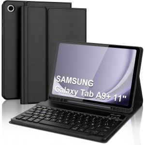 Coque Clavier Pour Samsung Galaxy Tab A9 Plus/A9+ 11 Pouces, Azerty Français Housse Clavier Bluetooth Magnétique Détachable Avec Porte Crayon Pour Tablette Samsung Galaxy Tab A9 Plus 11"" 2023, Noir - Neuf
