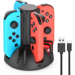 Switch Controller Charger Compatible with Nintendo Switch/Switch OLED,JoyCon Switch Charger with LED Indicator,Charging Station for Switch Controllers with 8 Game Slots - Neuf