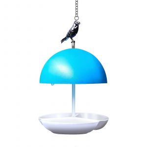 La Pendaison De Mangeoire À Oiseaux En Métal Distributeur De Nourriture, 10.24 X 6,3 X 6,3 Cm De Preuve De Pluie Bac Pour Les Oiseaux Bleus Et Des Chardonnerets - Neuf