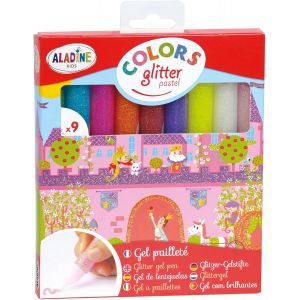 KALANKA-- Colors Glitter Pastels - Crayons Gel Paillettes - Loisirs Créatifs Enfant - 9 Crayons pour Faire Briller les Dessins - À partir de 5 Ans - Neuf