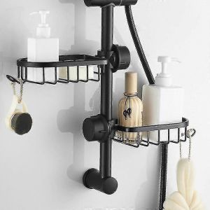Nouveaux Produits En 2023,Étagère De Douche En Acier Inoxydable Noir Starlight-2x Sans Perçage Étagère De Salle De Bain Télescopique En Acier Inoxydable,Étagère De Support De Douche - Neuf