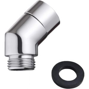 JGD-Adaptateur de douchette &agrave; 135 &deg; - Rallonge de pommeau de douche avec joint en caoutchouc - Adaptateur articul&eacute; - Coude de douche - Raccord mobile - Argent&eacute; - Neuf