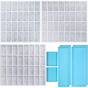 4 Packs Moules Dominos Et Moules De Bo&icirc;te De Dominos, 92 Cavit&eacute;s Double 12 Silicone Moule Coul&eacute;e De R&eacute;sine &Eacute;poxy Moule En Argile Bo&icirc;te De Rangement Pour Bricolage Pendentif Fabrication D'artisanat - Neuf