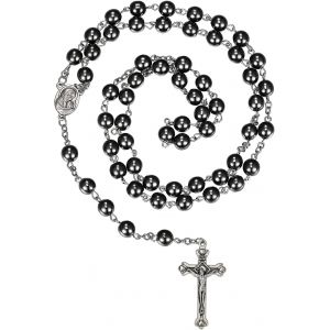 Kales-Collier Crucifix Catholique Collier De Perles De Chapelet Noir Collier Pendentif De Croix Collier Religieux Cadeaux De Sainte Communion Pour Hommes Femmes Filles Gar&ccedil;ons - Neuf