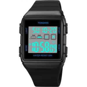 Eryi-Unisexe Sport Digitale Montre Outdoor Militaire Led Alarme Chronomètre Montres Bracelet 50m Etanche Plastique Er Caoutchouc Double Temps Countdown - Neuf