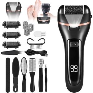 Checarzhn--No1-Râpe Électrique Rechargeable À 2 Vitesses Râpe Électrique Étanche Pour Callosités Avec Indicateur D'alimentation Led, Kit De Pédicure 10 En 1 Pour Soins Des Pieds - Neuf