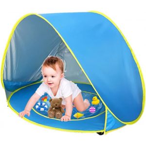 Checarzhn--No1-Tente De Plage Pop-Up Avec Protection Uv, Mini Piscine, Portable, Avec Sac De Transport Et Piquets De Tente Pour Tout-Petits, Pique-Nique, Jardin (Bleu Clair) - Neuf