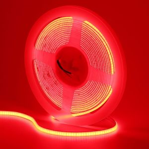 12v 5mm Wide Red Cob Led Strip 400led/M 5m Luminescence Uniform High Brightness Not Waterproof Flexible Led Strip For Home Bedroom Decoration (No Power Supply) - Neuf