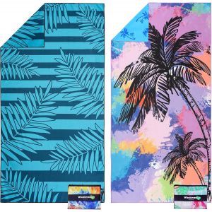 Serviette De Plage R&eacute;versible-Drap De Plage Grande 180x90cm,Serviette Plage Microfibre L&eacute;g&egrave;re S&eacute;chage Rapide Sans Sable,Beach Towel Pour Femme Homme,Vacances,Natation,Camping (2 Pack).[O203] - Neuf