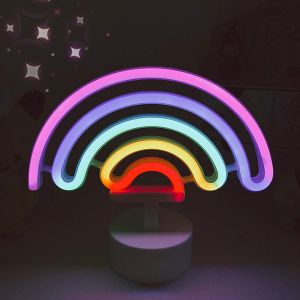Led Arc En Ciel Enseigne Lumineuse, Veilleuse Nuit Au N&eacute;on, N&eacute;on Usb/Piles Sign Decor Light, Murale D&eacute;coration Pour Anniversaire De F&ecirc;te, Chambre D'enfant, &Eacute;clairage De No&euml;l, Salle De S&eacute;jour - Neuf