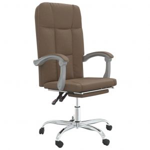 Chaise fauteuil si&egrave;ge pivotante de inclinable de bureau informatique &eacute;tude tissu brun Helloshop26 02_0024261 - Neuf