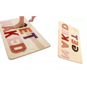 Tapis de bain/d'ext&eacute;rieur &laquo; Get Naked &raquo; jaune 80 x 50 cm - Neuf