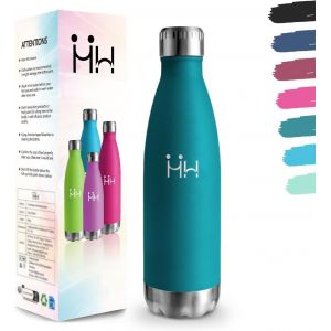 Gourde, 500 Ml Sans Bpa, Gourde Isotherme, 18/8 Acier Inoxydable, Bouteille Isotherme, Isolation Sous Vide À Double Paroi, Gourde Acier Inoxydable Pour École, Randonnée - Vert Mousse Bouteille D'eau - Neuf
