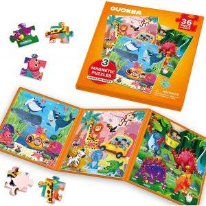 ERYI-Jeu Magnétique Enfant 2 3 4 Ans - 36 Pièces Puzzle Magnétique Enfant - Jeux Voyage Pour 5 6 Ans - Jouets Pour L'Avion Avec Animaux Jungle Mer - Cadeau Éducatif Pour Garçons Et Filles - Neuf
