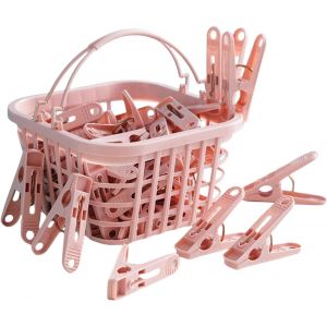 MEVRONISSHOP-Lot de 30 Pinces &agrave; Linge Rose&iquest; avec Panier de Rangement, Pinces Antigel pour Corde &agrave; Linge et &Eacute;tendoir &iquest;Accessoire M&eacute;nager Pratique - Neuf