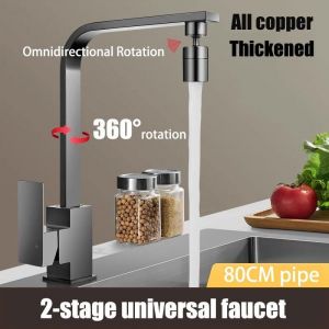 Robinet d'évier de cuisine EGSO, pivotant à 360°, poignée unique, 2 modes de pulvérisation, laiton (gris) - Neuf