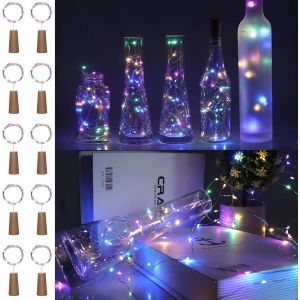 10 Pack Lumi&egrave;res Multicolores Pour Bouteilles En Li&egrave;ge, 2m, 20 Led, Mini Lumi&egrave;res Pour Bouteilles De Vin En Fil De Cuivre, Veilleuse &Eacute;tanche, Adapt&eacute;es Pour Le Bricolage, Les F&ecirc;tes(Multicolore) - Neuf