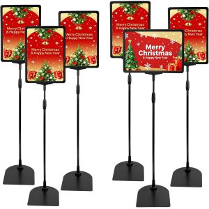 Ulteronixshop-Lot de 6 supports d'affichage A4, porte affiche r&eacute;glable 60-100 cm sur pied, pr&eacute;sentoir en m&eacute;tal avec base lest&eacute;e stable pour entreprise, bureau, menu restaurant et affichage d'informat - Neuf