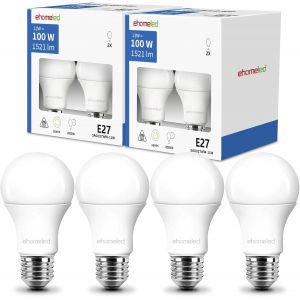 Kalanka-Ampoule Led E27 Blanc Froid 6500k, 11w Equivalent 100w, Ampoules Led A60 Culot Edison &iquest;&iquest; Vis, 1521lm, &iquest;&iquest;Conomie D'&iquest;&iquest;Nergie &iquest;&iquest; Angle De Faisceau 280&iexcl;&Atilde;, Non Dimmable, Lot De 4 - Neuf