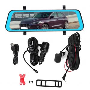 Camera embarquee 9,66 pouces avec GPS, streaming multimedia, plein ecran tactile, double objectif, enregistreur de conduite DVR pour voiture - Neuf