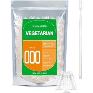 G&eacute;lules Vides V&eacute;g&eacute;tales Taille 000 (100 Unit&eacute;s) Avec Micro Cuill&egrave;re Avec Tasseur De Poudres,Compatibles Avec La Machine De Remplissage De Capsules 000 - Neuf