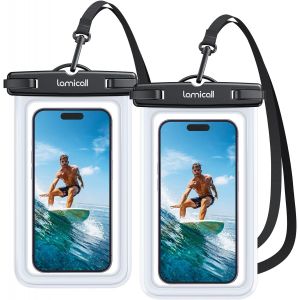 Pochette &Eacute;tanche T&eacute;l&eacute;phone, [Lot De 2] Ipx8 Pochette &Eacute;tanche Smartphone, Corde Amovible Et R&eacute;glable, Sac Impermeable Pour Iphone 16 15 14 13 12 11, Huawei, Samsung, Jusqu'&agrave; 7U201d - Neuf